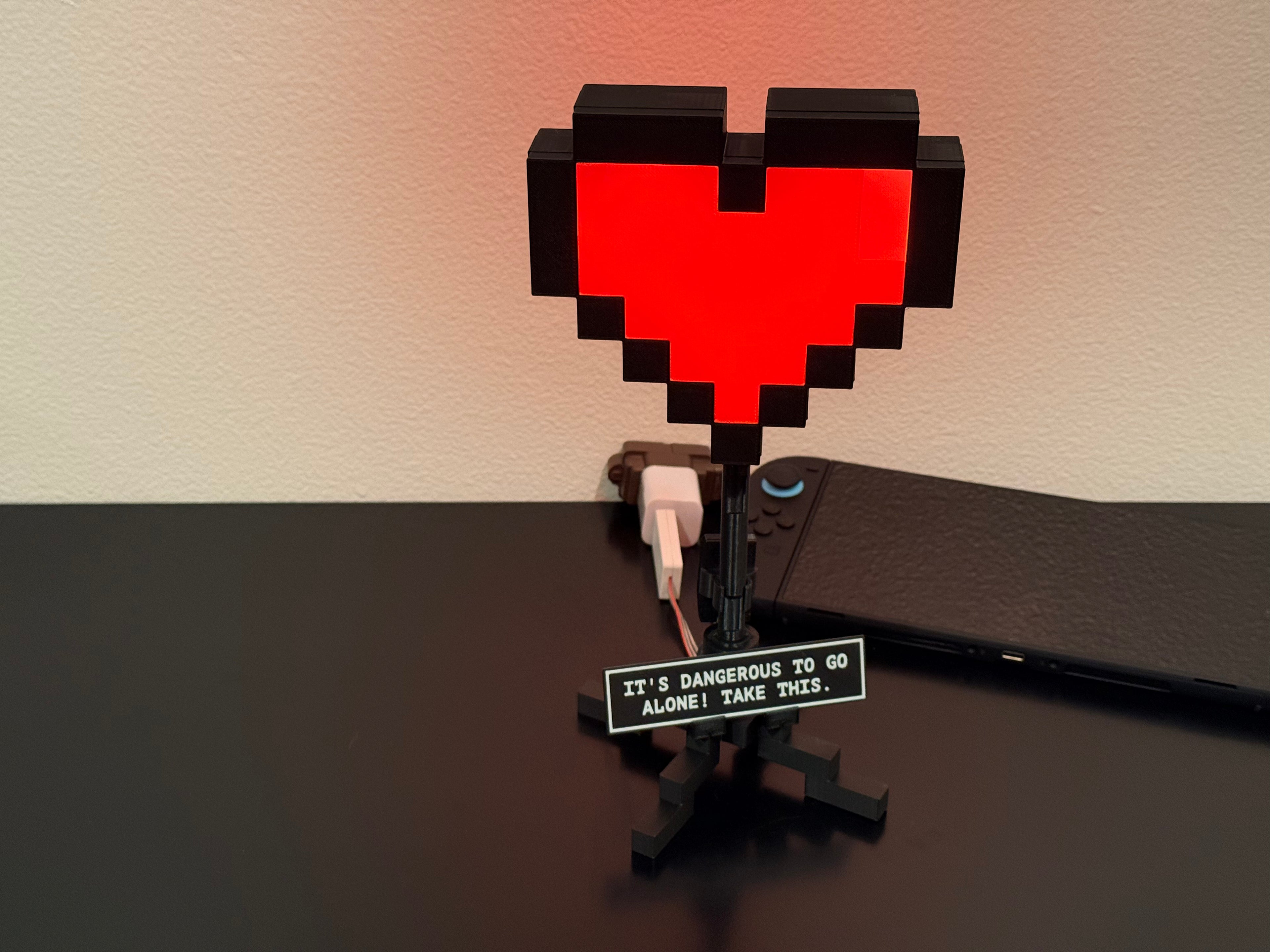 Zelda Heart Container Lamp – Bluetooth Pixel Art Gamer Light